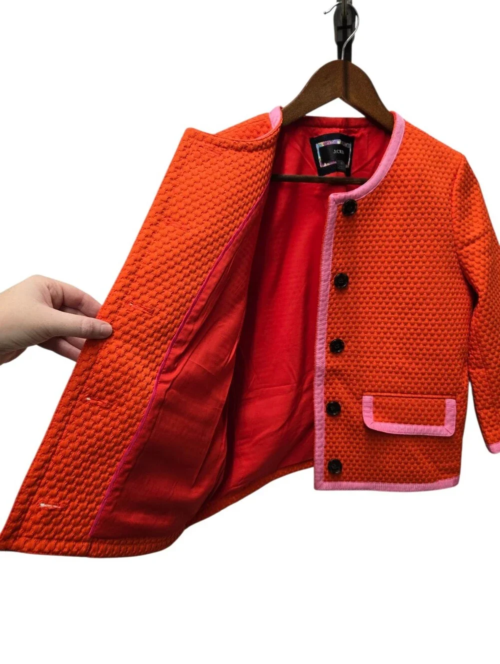 J. Crew Collarless Blazer in Matelassé